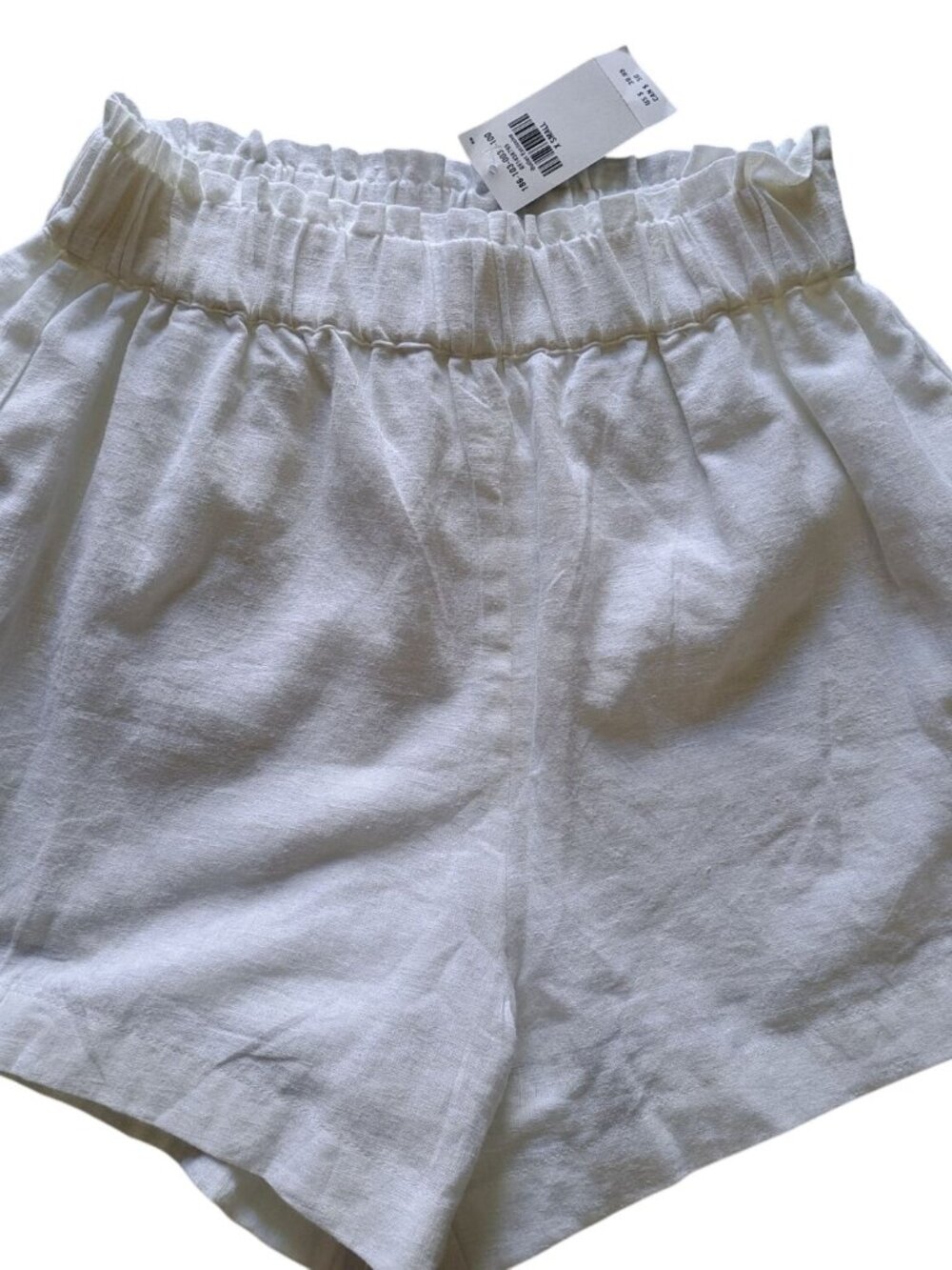 New Abercrombie & Fitch Womens White Linen Cotton Blend Elastic Waist Shorts XS